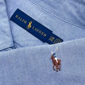 Ralph Lauren Mens 3XB Light Blue Short Sleeve Oxford Button Down Shirt Flesh